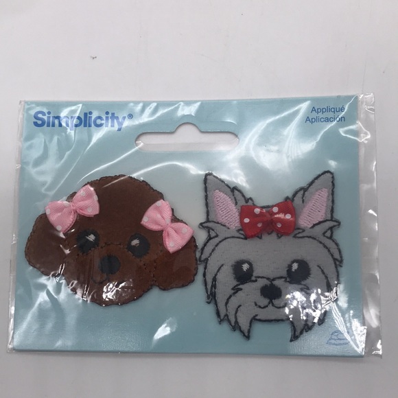 Simplicity Embroidered Iron-on/Sew-on Appliqué-Brown Poodle & Grey Yorkie - Picture 2 of 4